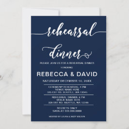 Convite Janto de ensaio Elegante branco e marinho