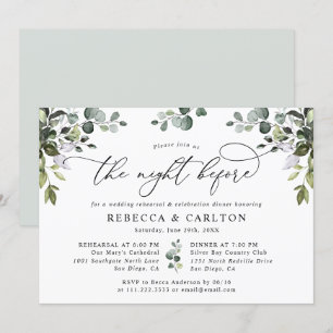 Convite Janto de ensaio Elegante Eucalyptus Greenery
