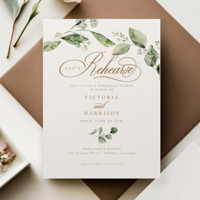 Convite Janto de ensaio Elegante Greenery Wedding (Criador carregado)