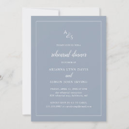 Convite Janto de ensaio Elegante Monograma Dusty Blue
