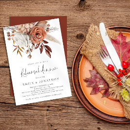 Convite Janto de Ensaio Elegante Terracotta Rustic Florals