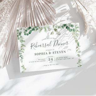 Convite janto de ensaio eucalipto greenery wreath