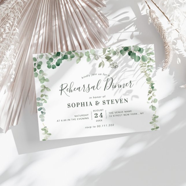 Convite janto de ensaio eucalipto greenery wreath (Criador carregado)