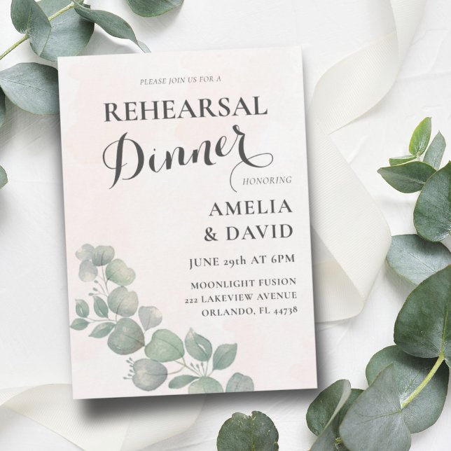 Convite Janto de ensaio Eucalyptus Green & Orange (Criador carregado)