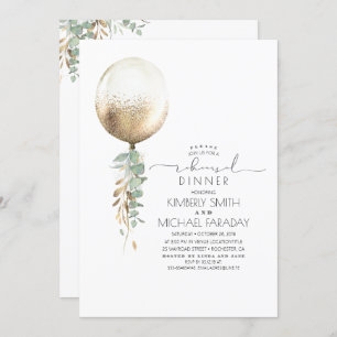 Convite Janto de ensaio Eucalyptus Greenery Dourado Balão