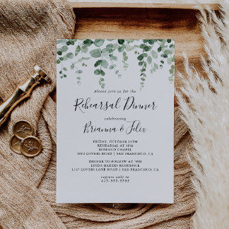 Convite Janto de ensaio Eucalyptus minimalista Elegante