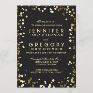 Convite Janto de ensaio Faux Gold Foil Confetti