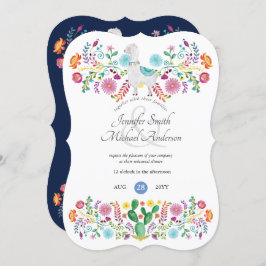 Convite Janto de ensaio Fiesta Llama Folk Flowers Cactos