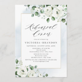 Convite Janto de ensaio floral branco Eucalyptus verde