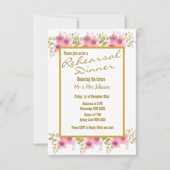 Convite Janto de Ensaio Floral com Anemone Rosa-Vidro (Frente)