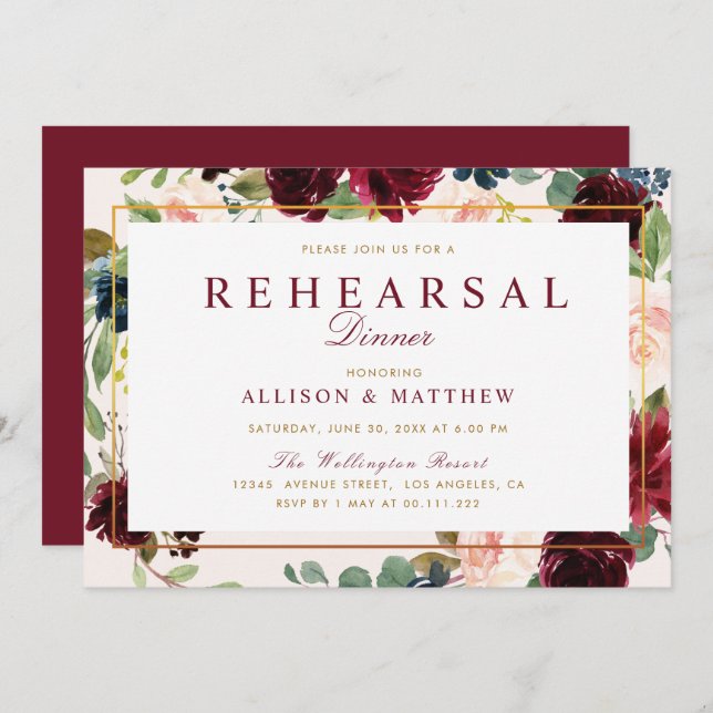 Convite janto de ensaio floral com blusa de água vazia (Frente/Verso)