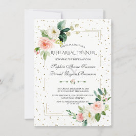 Convite Janto de Ensaio Floral com Lâmina Dourada Elegante