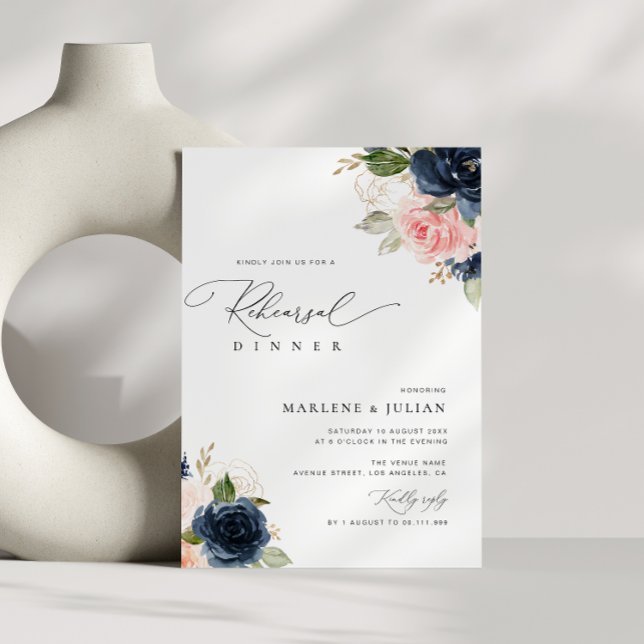 Convite janto de ensaio floral com marinho e escamas (Criador carregado)