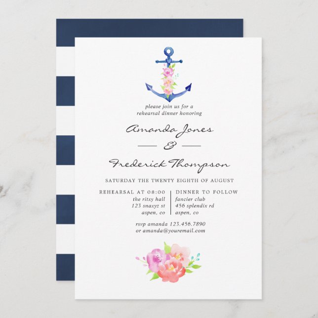 Convite Janto de Ensaio Floral de Aquarelas Náuticas (Frente/Verso)