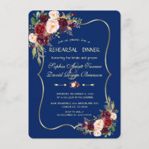 Janto de Ensaio Floral de Borgonha Azul-Marinho Re