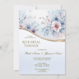 Convite Janto de Ensaio Floral de Cor Azul Cor-de-Água Cor