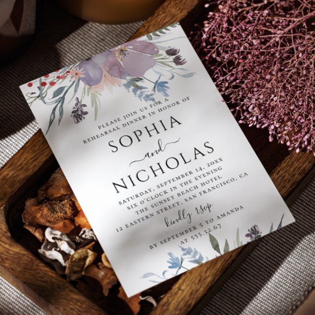 Convite Janto de ensaio floral do jardim lilático roxo rus (Criador carregado)