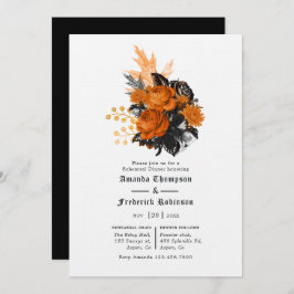 Convite Janto de Ensaio Floral do Shabby Negro e Laranja