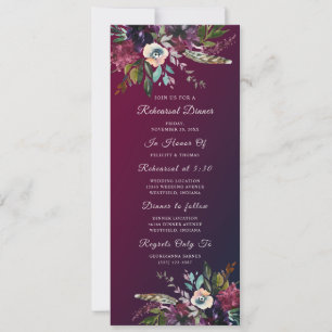 Convite Janto de Ensaio Floral Elegante Chic Burgundy