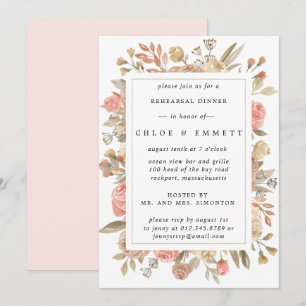Convite Janto de Ensaio Floral Rustic Boho Blush Rosa