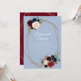 Convite janto de ensaio geométrico azul empoeirado