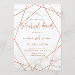 Convite Janto de ensaio geométrico Dourado de mármore e Ro