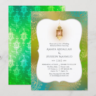 Convite Janto de Ensaio Gold Foil Arabe Bollywood