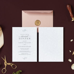 Convite Janto de Ensaio Mínimo de Paisley Branco com Plush