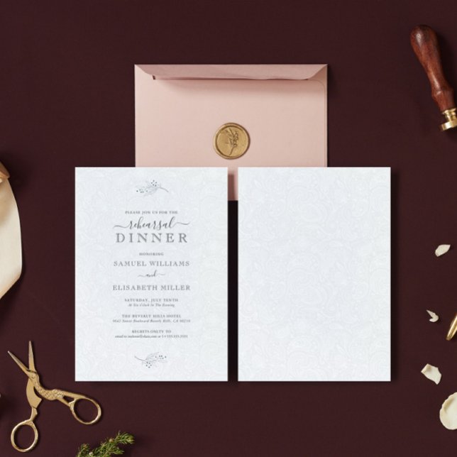 Convite Janto de Ensaio Mínimo de Paisley Branco com Plush (Criador carregado)