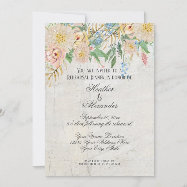 Convite Janto de ensaio moderno de aquarela Floral (Frente)