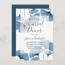 Convite Janto de Ensaio Moderno de Azul Botânico e Branco
