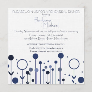 Convite Janto de ensaio moderno de ponto floral azul simpl