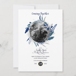 Convite Janto de ensaio moderno PHOTO Blue Wreath