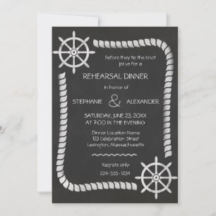 Convite Janto de Ensaio Náutico de Casamento de Chalkboar