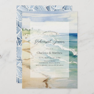 Convite Janto de ensaio no mar de praia tropical