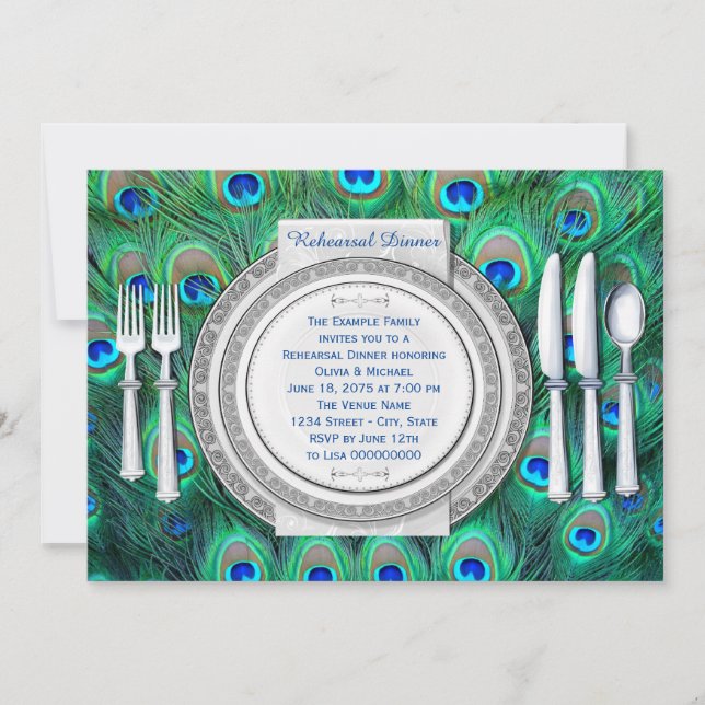 Convite Janto de ensaio Peacock (Frente)