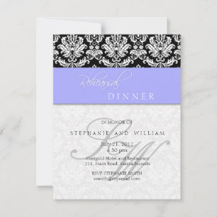 Convite Janto de Ensaio Periwinkle Blue Damask Monograma