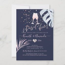 Convite Janto de ensaio PixDezines/Champanhe Rosa+Palmas