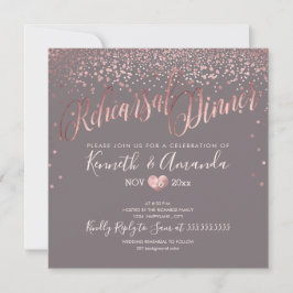 Convite Janto de Ensaio PixDezines/Faux RoseGold Confetti