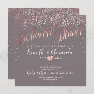 Convite Janto de Ensaio PixDezines/Faux RoseGold Confetti