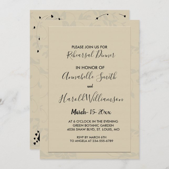 Convite Janto de Ensaio Romântico Moderno Elegante (Frente/Verso)