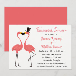 Convite Janto de ensaio rosa tropical Casamento Flamingo