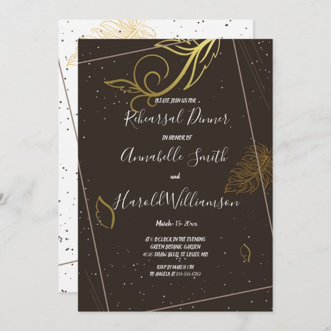 Convite Janto de ensaio russo marrom e branco (Frente/Verso)