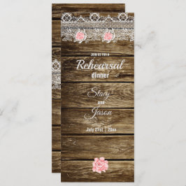Convite Janto de Ensaio Rustic Barn Wood & Lace
