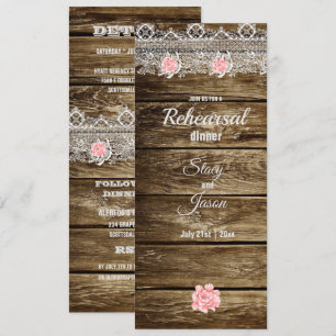 Convite Janto de Ensaio Rustic Barn Wood & Lace