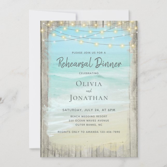 Convite Janto de Ensaio Rustic Beach Wedding (Frente)