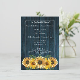 Convite Janto de ensaio Rustic Blue Sunflower