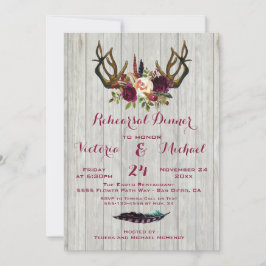 Convite Janto de ensaio Rustic Boho com Antlers florais