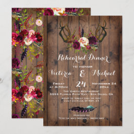 Convite Janto de ensaio Rustic Boho com Antlers florais
