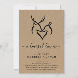 Convite Janto de Ensaio Rustic Buck & Doe Deer Antlers